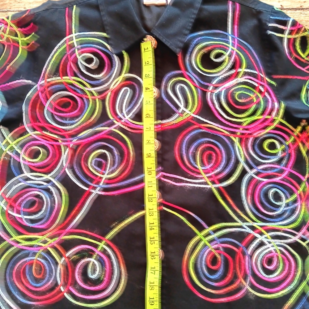 Passport Women's Jacket Spirial Embroidered Multicolor  Size XL Waist Length - Picture 10 of 11